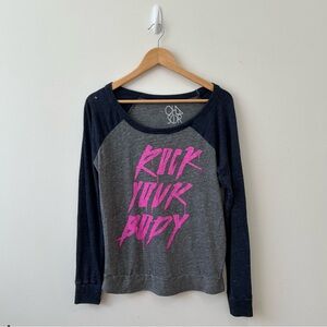 Chaser Tops Womens Small gray long Sleeves graphic shirt Rock Your Body
